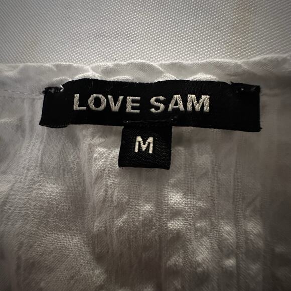 Love Sam Blouse Women M lace, pleats, puffed detailed sleeves Boho Peasant - Picture 14 of 16